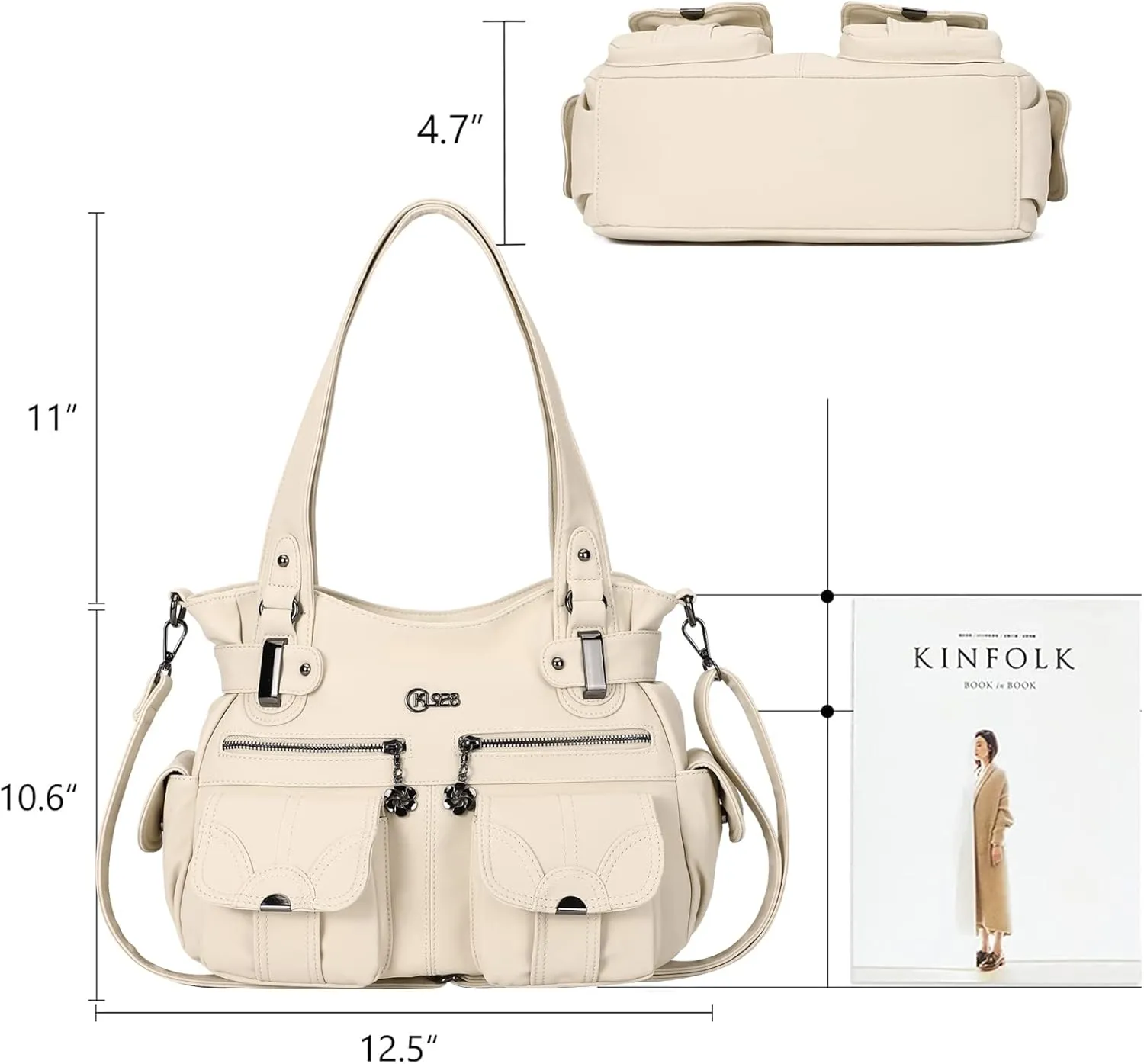 Purses and Handbags for Women Large Hobo Shoulder Bags Soft PU Leather Multi-Pocket Tote Bag