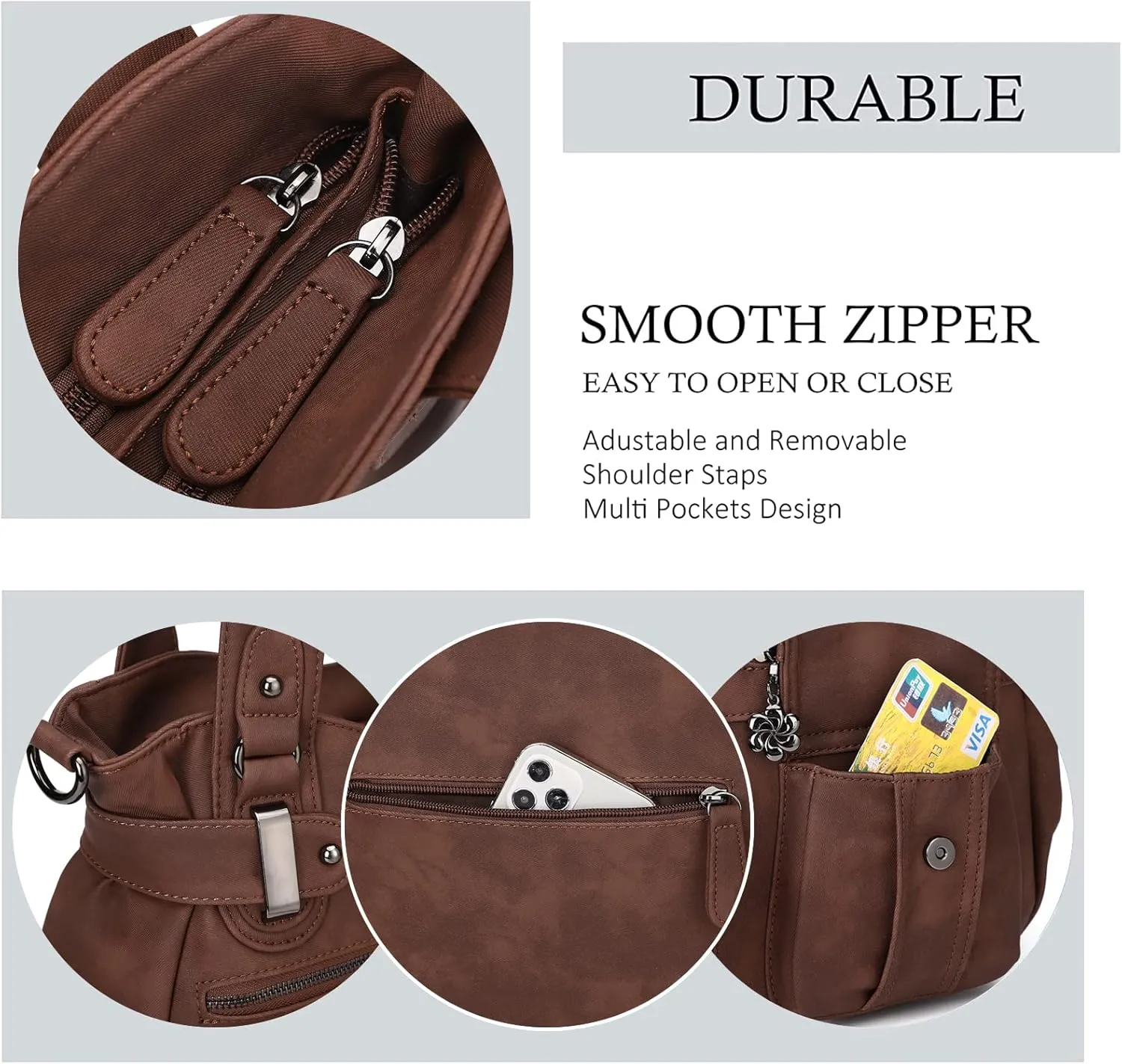 Purses and Handbags for Women Large Hobo Shoulder Bags Soft PU Leather Multi-Pocket Tote Bag