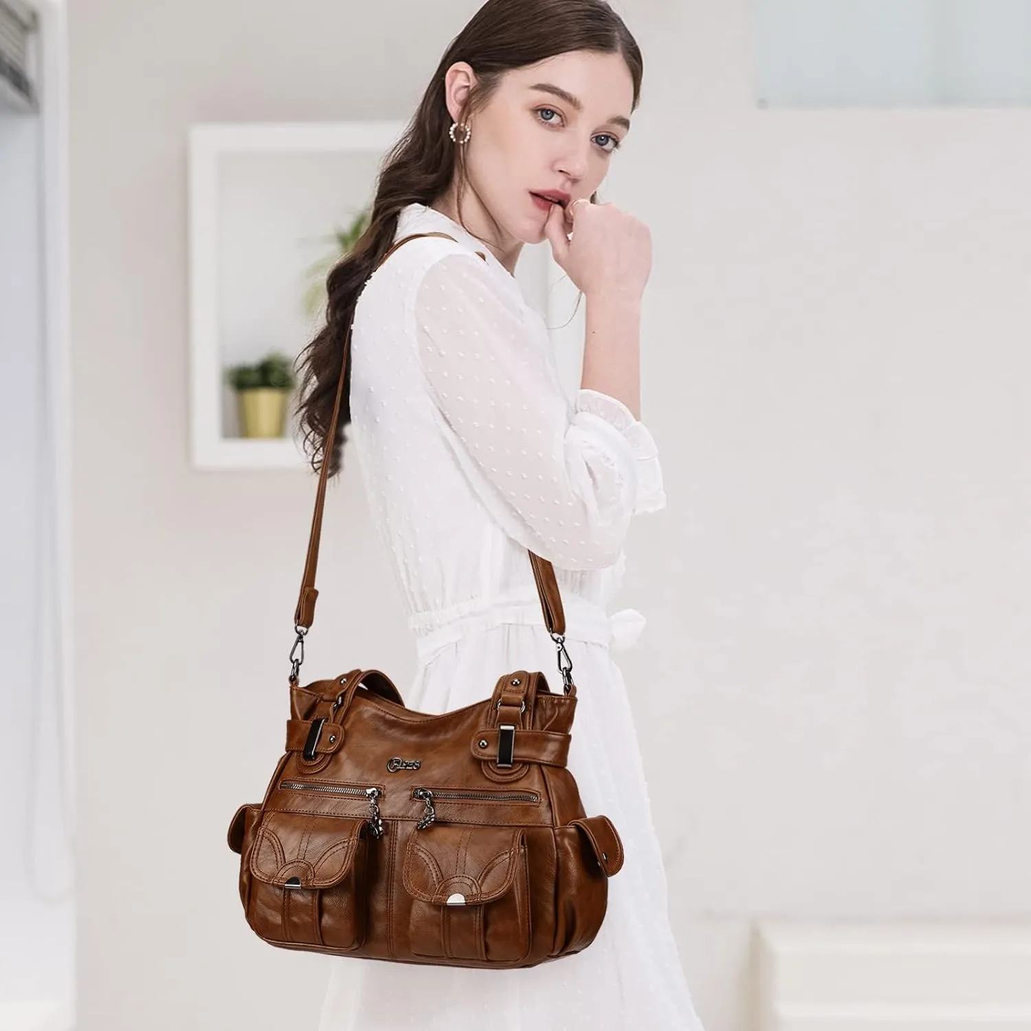 Purses and Handbags for Women Large Hobo Shoulder Bags Soft PU Leather Multi-Pocket Tote Bag
