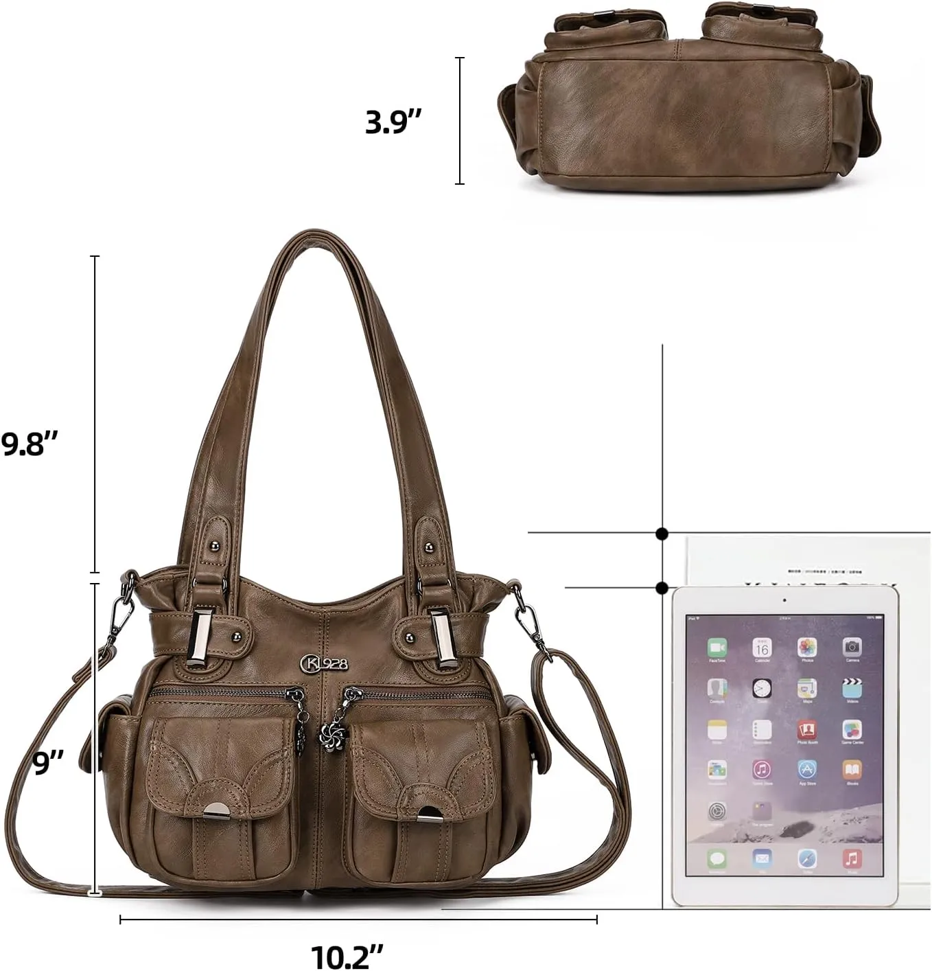 Purses and Handbags for Women Large Hobo Shoulder Bags Soft PU Leather Multi-Pocket Tote Bag