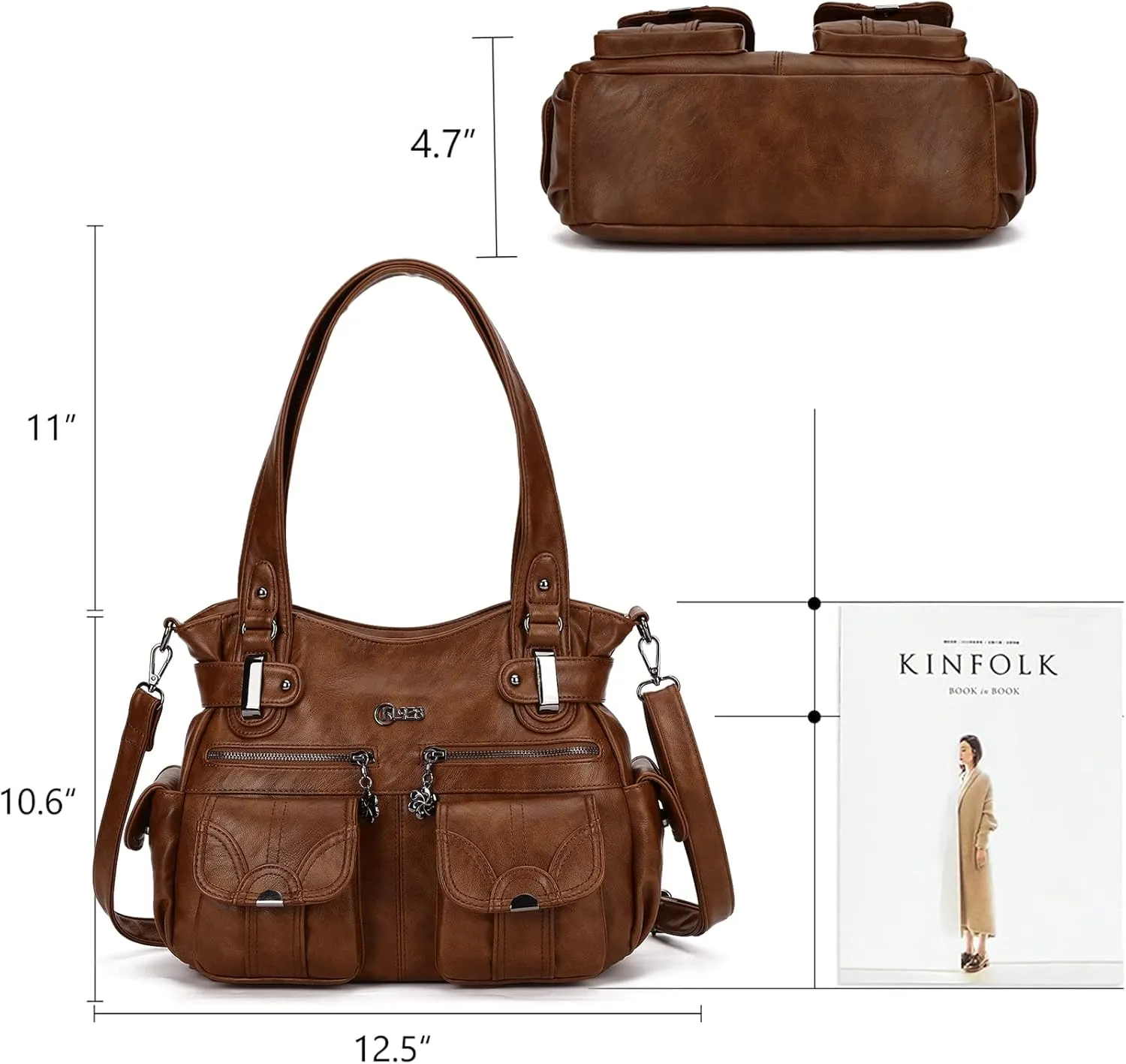 Purses and Handbags for Women Large Hobo Shoulder Bags Soft PU Leather Multi-Pocket Tote Bag