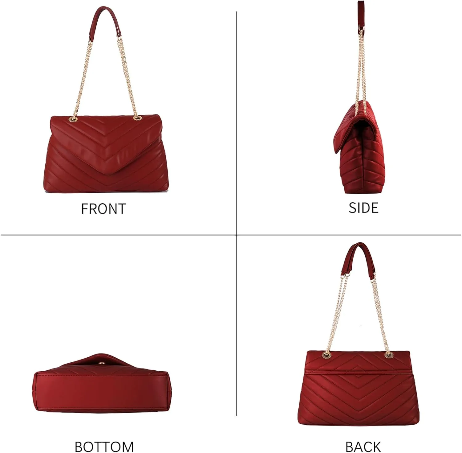 Quilted Crossbody Bag for Women, Soft Vegan Chevron Purses, Trendy Shoulder Handbags with Flap