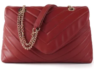 Quilted Crossbody Bag for Women, Soft Vegan Chevron Purses, Trendy Shoulder Handbags with Flap