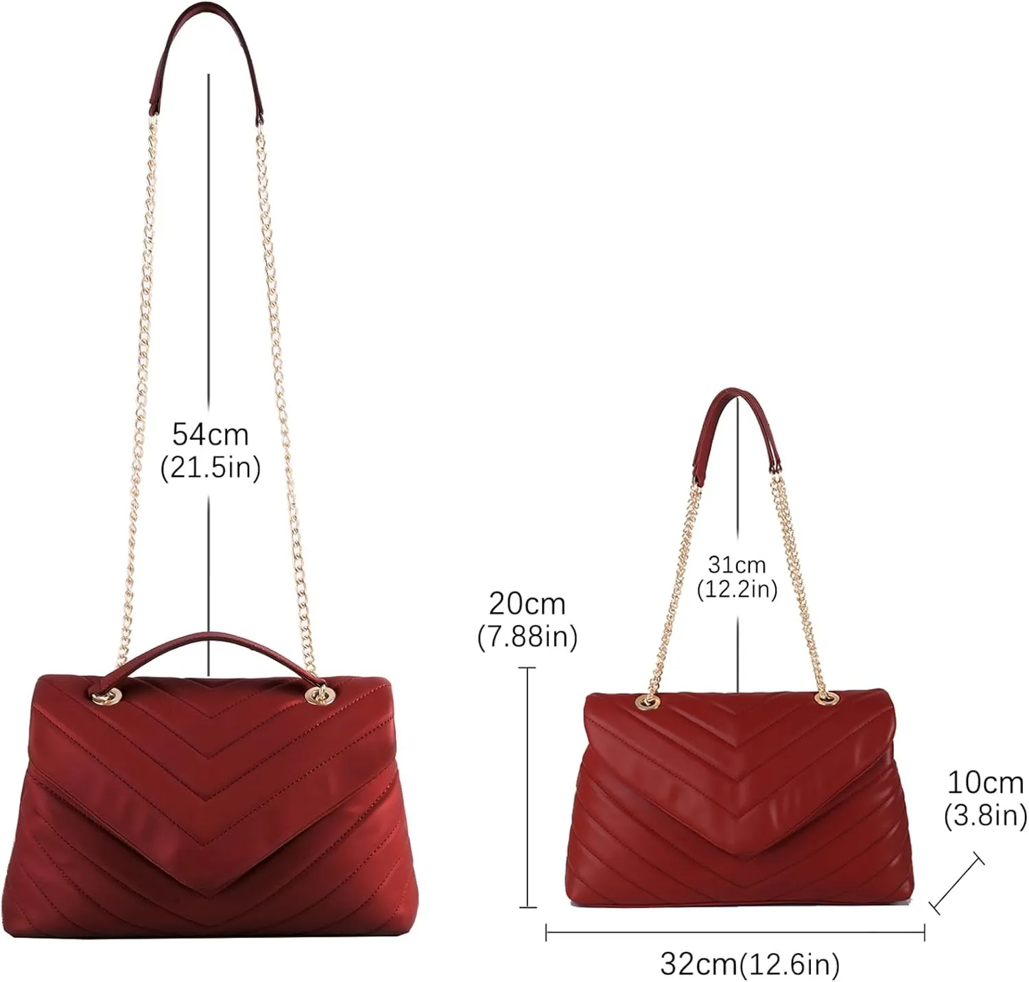 Quilted Crossbody Bag for Women, Soft Vegan Chevron Purses, Trendy Shoulder Handbags with Flap