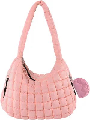 Quilted Tote Bag for Women Crossbody Bag Large Puffer Carryall Bag Lightweight Soft Puffy Shoulder Bag Handbags