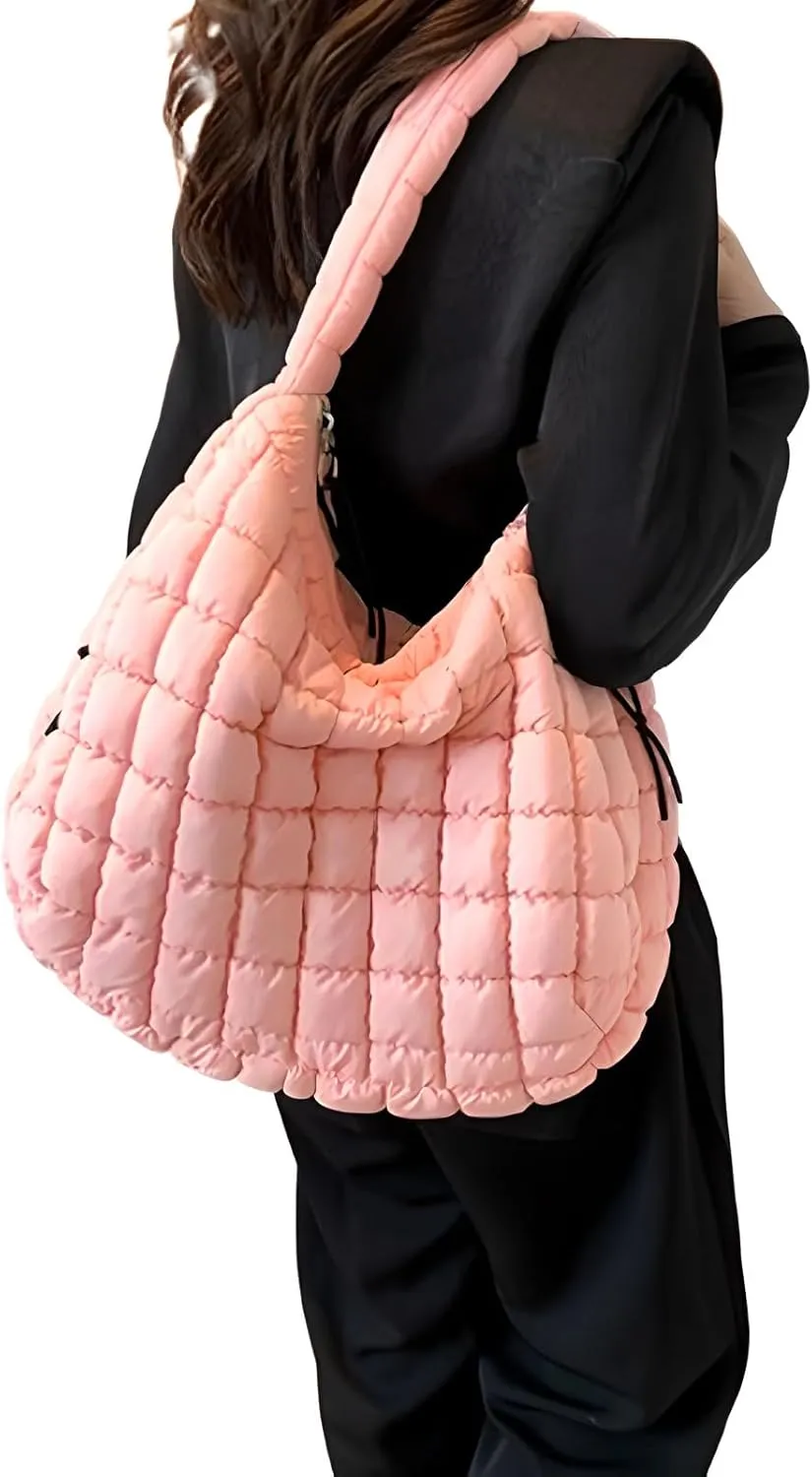 Quilted Tote Bag for Women Crossbody Bag Large Puffer Carryall Bag Lightweight Soft Puffy Shoulder Bag Handbags