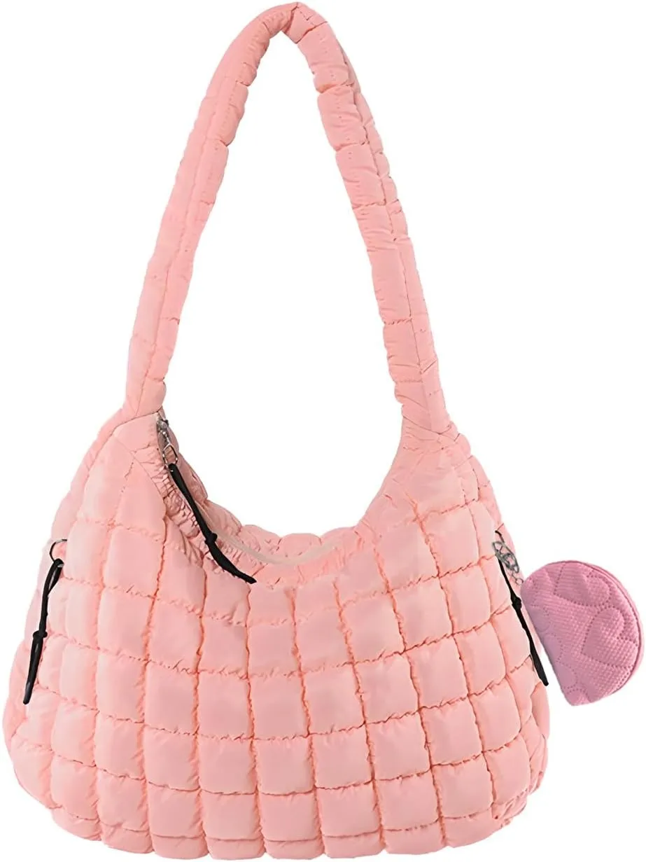 Quilted Tote Bag for Women Crossbody Bag Large Puffer Carryall Bag Lightweight Soft Puffy Shoulder Bag Handbags