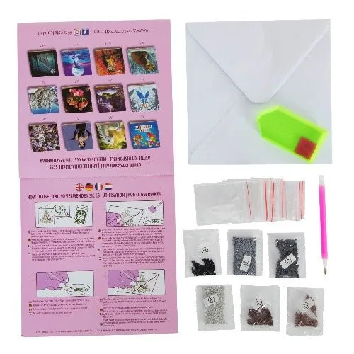 "Cat and Flowers" Crystal Card Kit