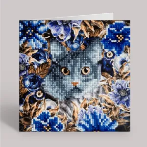 "Cat and Flowers" Crystal Card Kit