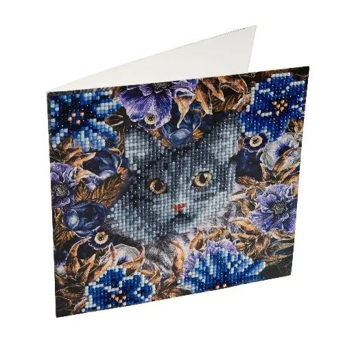"Cat and Flowers" Crystal Card Kit