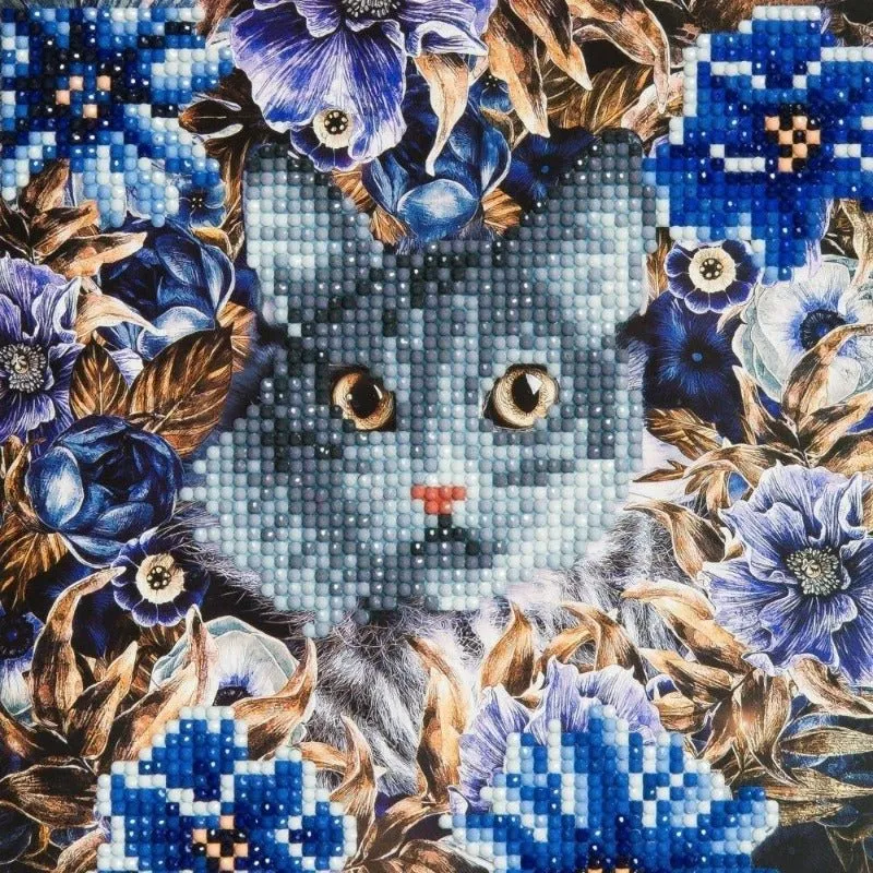 "Cat and Flowers" Crystal Card Kit