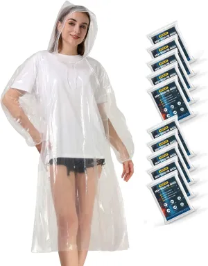 Rain Ponchos for Family Adults - Disposable Adult Rain Poncho with Drawstring Hood