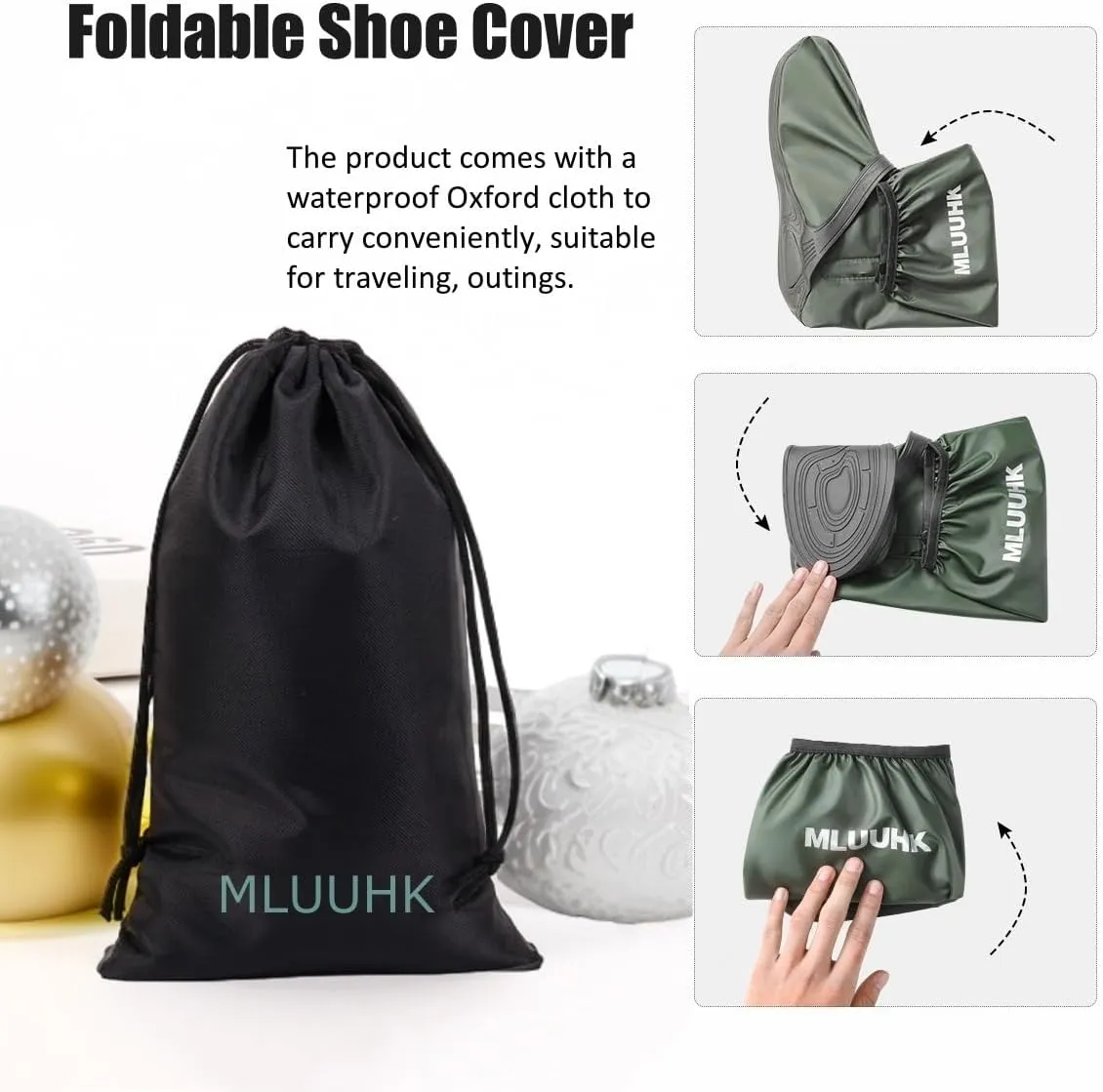 Rain Shoe Covers, Reusable Waterproof Rain Cover for Shoes, Non-Slip PVC Snow Boot Covers for Men and Women