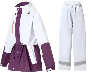 Rain Suit for Women, Waterproof Rain Jacket & Trouser with Reflective Srtip, Rain Gear for All-Sport Anti-storm