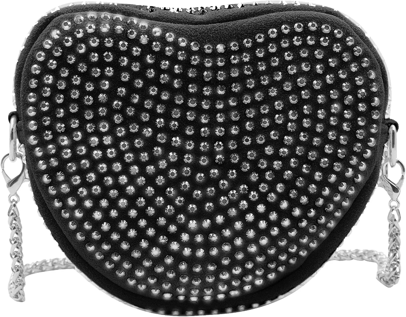 RARITYUS Cute Heart Shaped Purse Bling Rhinestone Crossbody for Women Girls Wallet Shoulder Bag with Chain Strap
