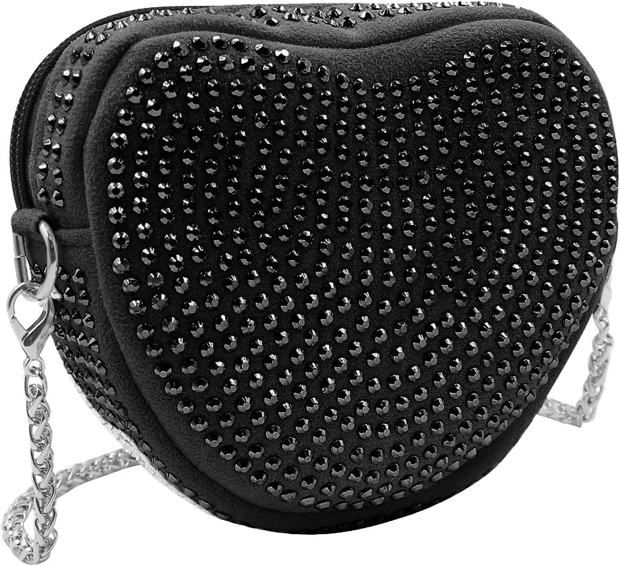 RARITYUS Cute Heart Shaped Purse Bling Rhinestone Crossbody for Women Girls Wallet Shoulder Bag with Chain Strap