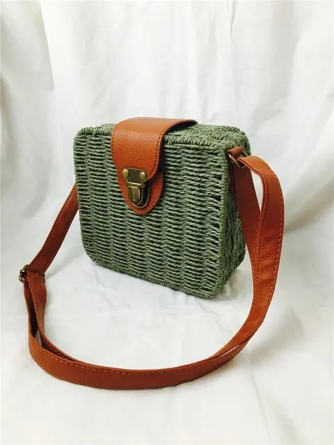 Rattan Round Straw Shoulder Bag