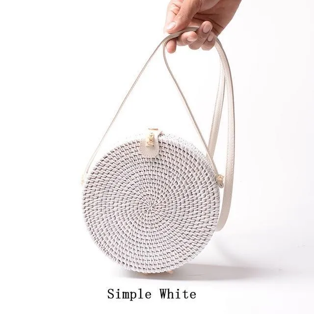 Rattan Round Straw Shoulder Bag