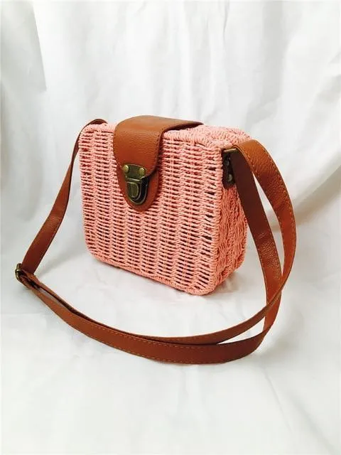 Rattan Round Straw Shoulder Bag