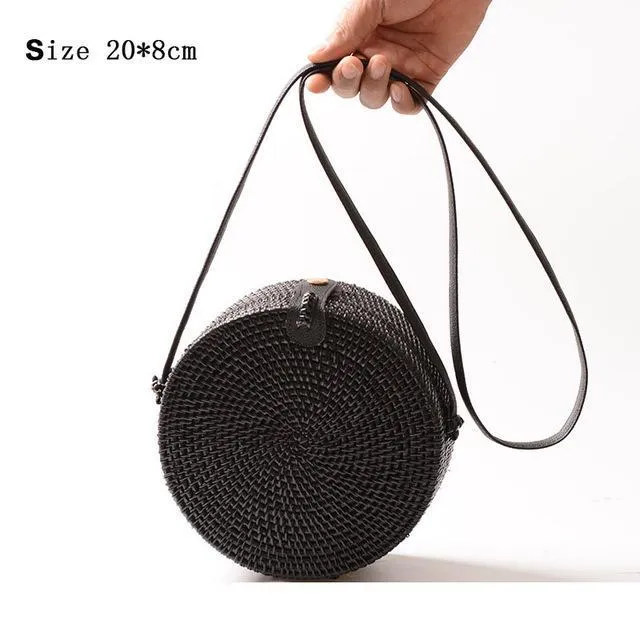 Rattan Round Straw Shoulder Bag