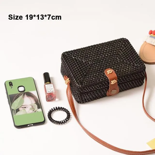 Rattan Round Straw Shoulder Bag