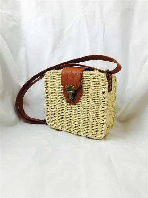 Rattan Round Straw Shoulder Bag