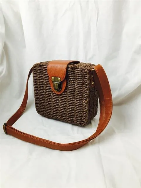 Rattan Round Straw Shoulder Bag