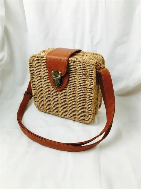 Rattan Round Straw Shoulder Bag