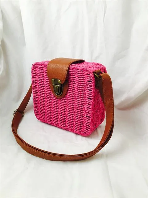 Rattan Round Straw Shoulder Bag