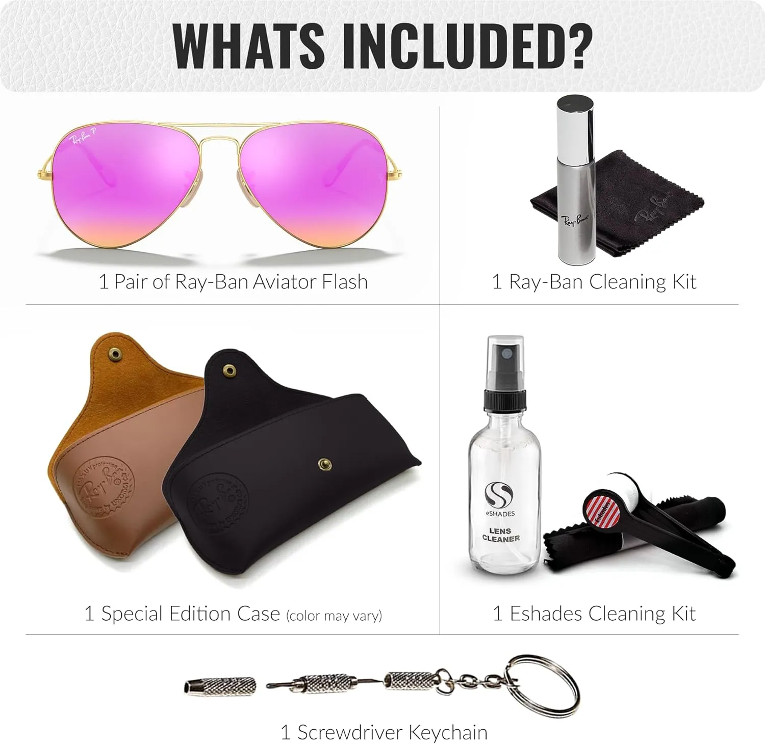 Ray-Ban RB3025 Classic Aviator Shape Sunglasses With Eyewear Kit Bundle - Adjustable Nose Pads - Retro Sunglasses