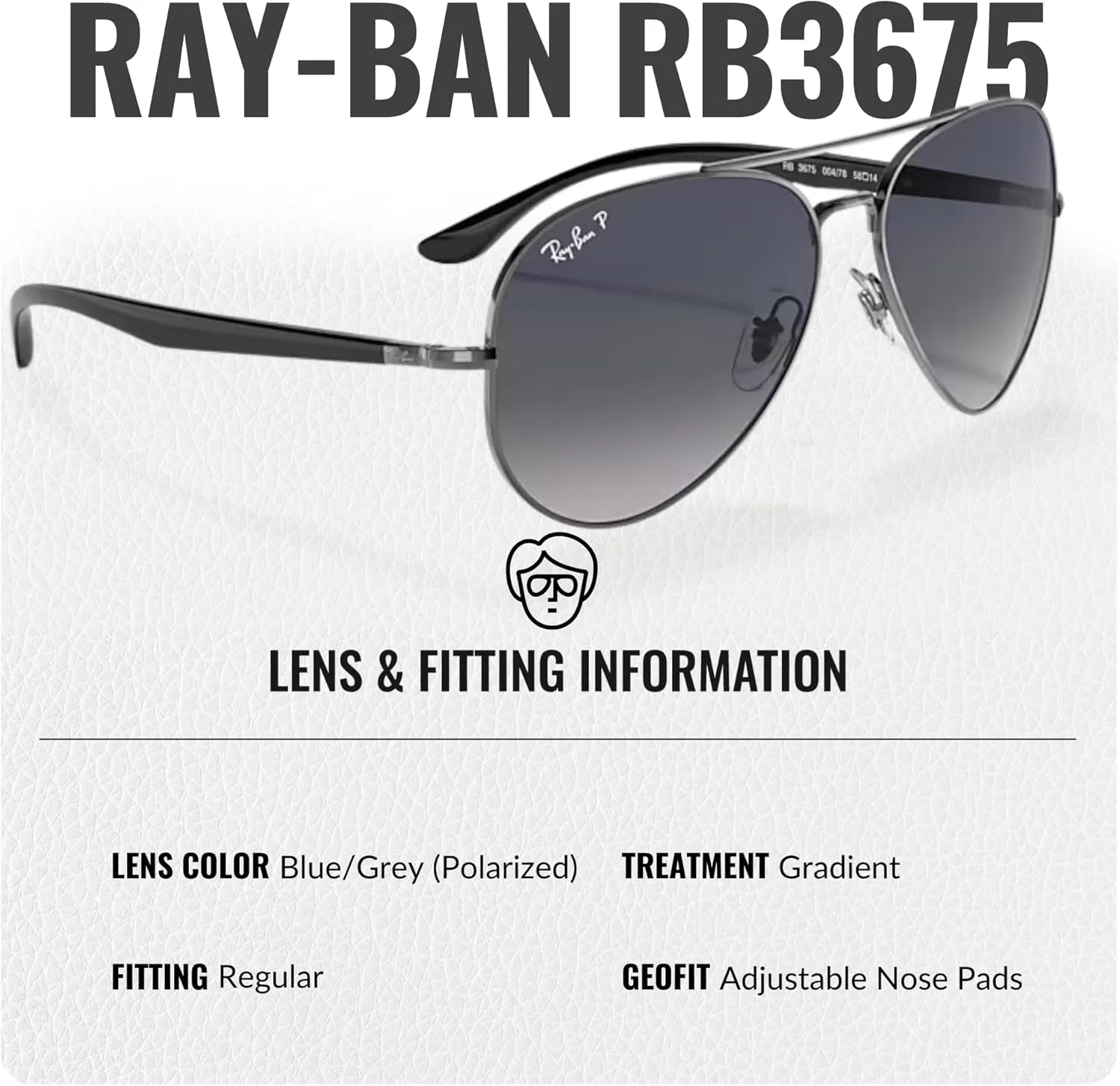 Ray-Ban RB3675 Aviator Shape Sunglasses With Eyewear Kit Bundle - Adjustable Nose Pads - Retro Sunglasses