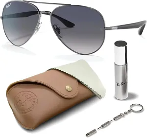 Ray-Ban RB3675 Aviator Shape Sunglasses With Eyewear Kit Bundle - Adjustable Nose Pads - Retro Sunglasses