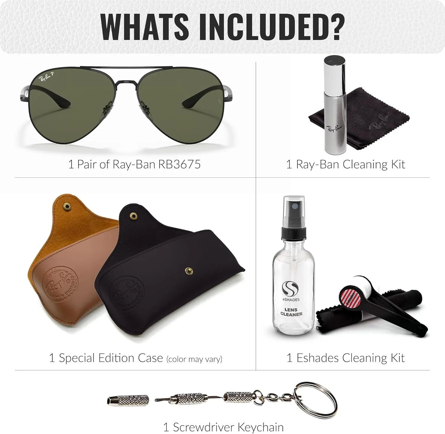 Ray-Ban RB3675 Aviator Shape Sunglasses With Eyewear Kit Bundle - Adjustable Nose Pads - Retro Sunglasses