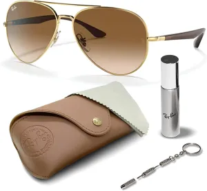 Ray-Ban RB3675 Aviator Shape Sunglasses With Eyewear Kit Bundle - Adjustable Nose Pads - Retro Sunglasses