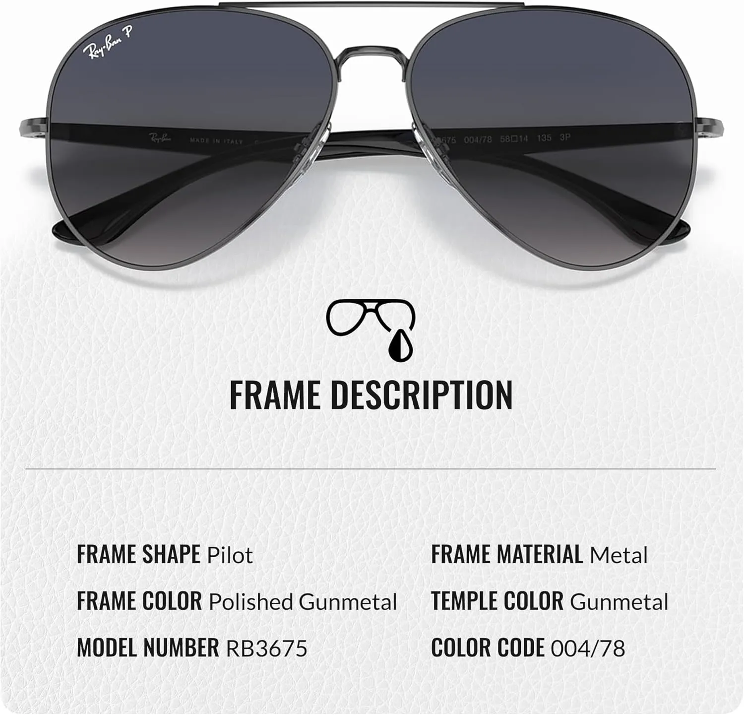 Ray-Ban RB3675 Aviator Shape Sunglasses With Eyewear Kit Bundle - Adjustable Nose Pads - Retro Sunglasses