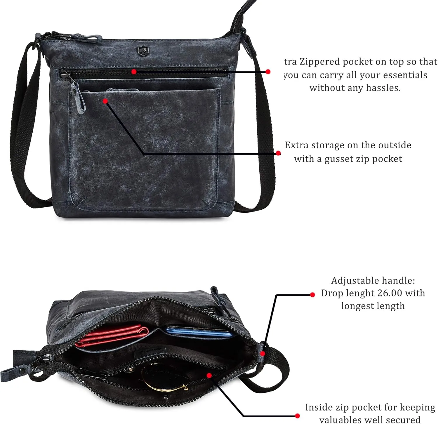 Real Leather Purse for Women Crossbody Bag Travel Shoulder Handbag Small Vintage Pocketbook