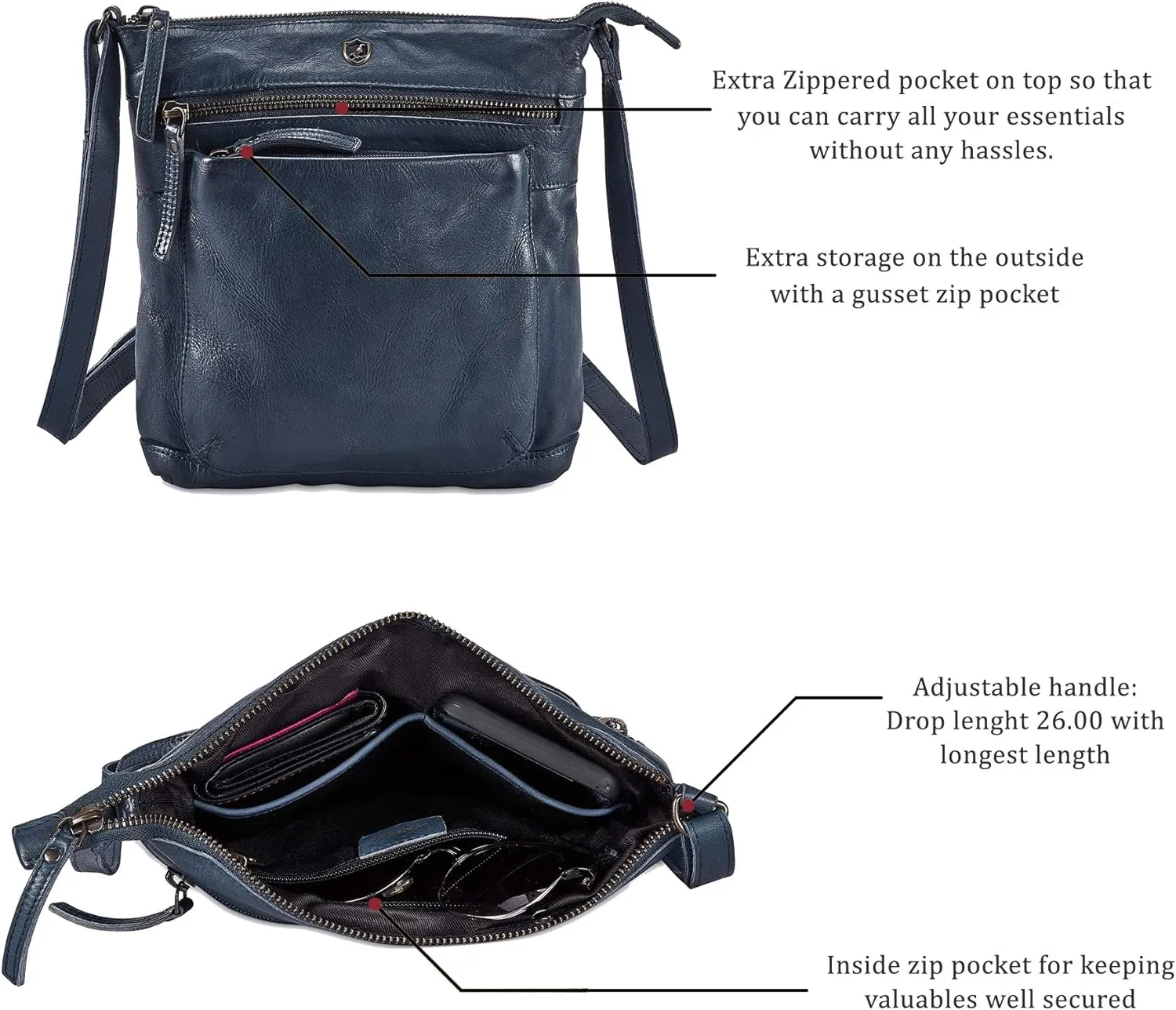 Real Leather Purse for Women Crossbody Bag Travel Shoulder Handbag Small Vintage Pocketbook