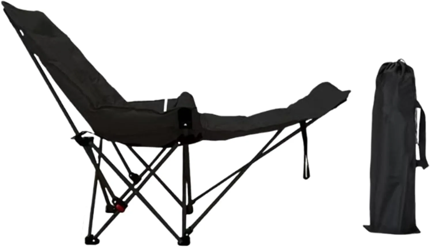 Reclining Camping Chair Portable Folding Chair Comfortable Foldable with Removable Footrest for Park Patio Beach Lawn Outdoor, Black