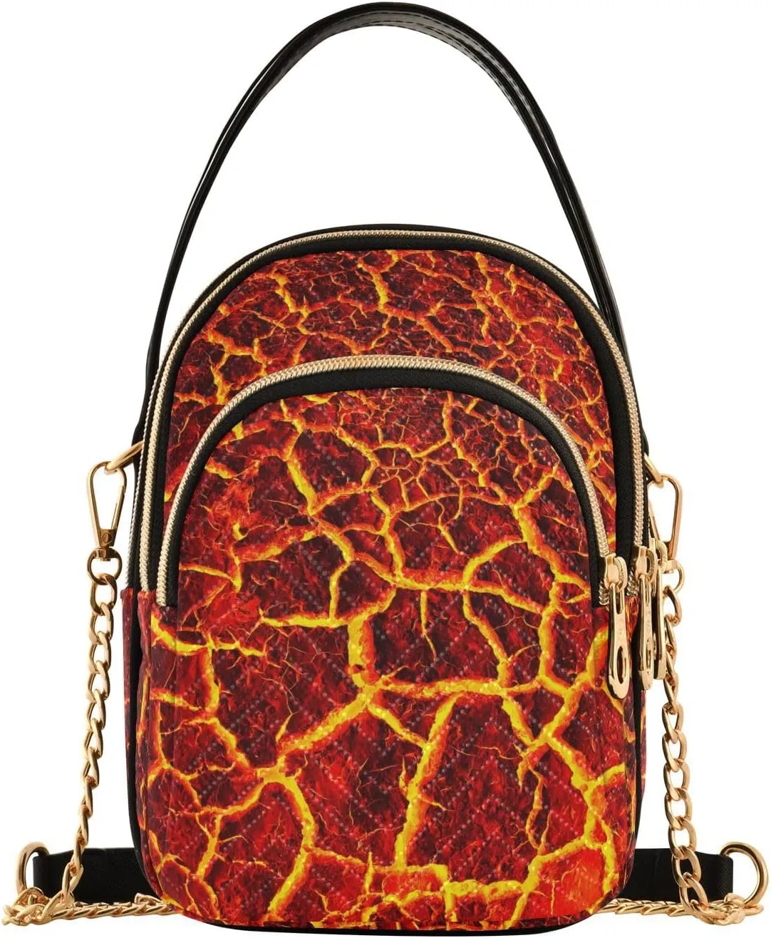 Red Lava Texture Small Crossbody Bag Quilted Handbags for Women Chain Shoulder Bag