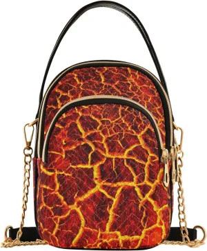 Red Lava Texture Small Crossbody Bag Quilted Handbags for Women Chain Shoulder Bag