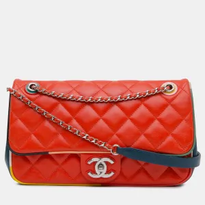 Red Quilted Lambskin Leather Medium Paris-Cuba Flap Bag