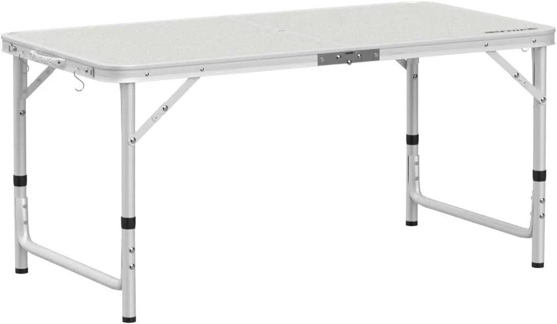 REDCAMP Aluminum Camping Table 4 Foot, Portable Folding Table Adjustable Height Lightweight for Picnic Beach Outdoor Indoor, White 48 x 24 inches