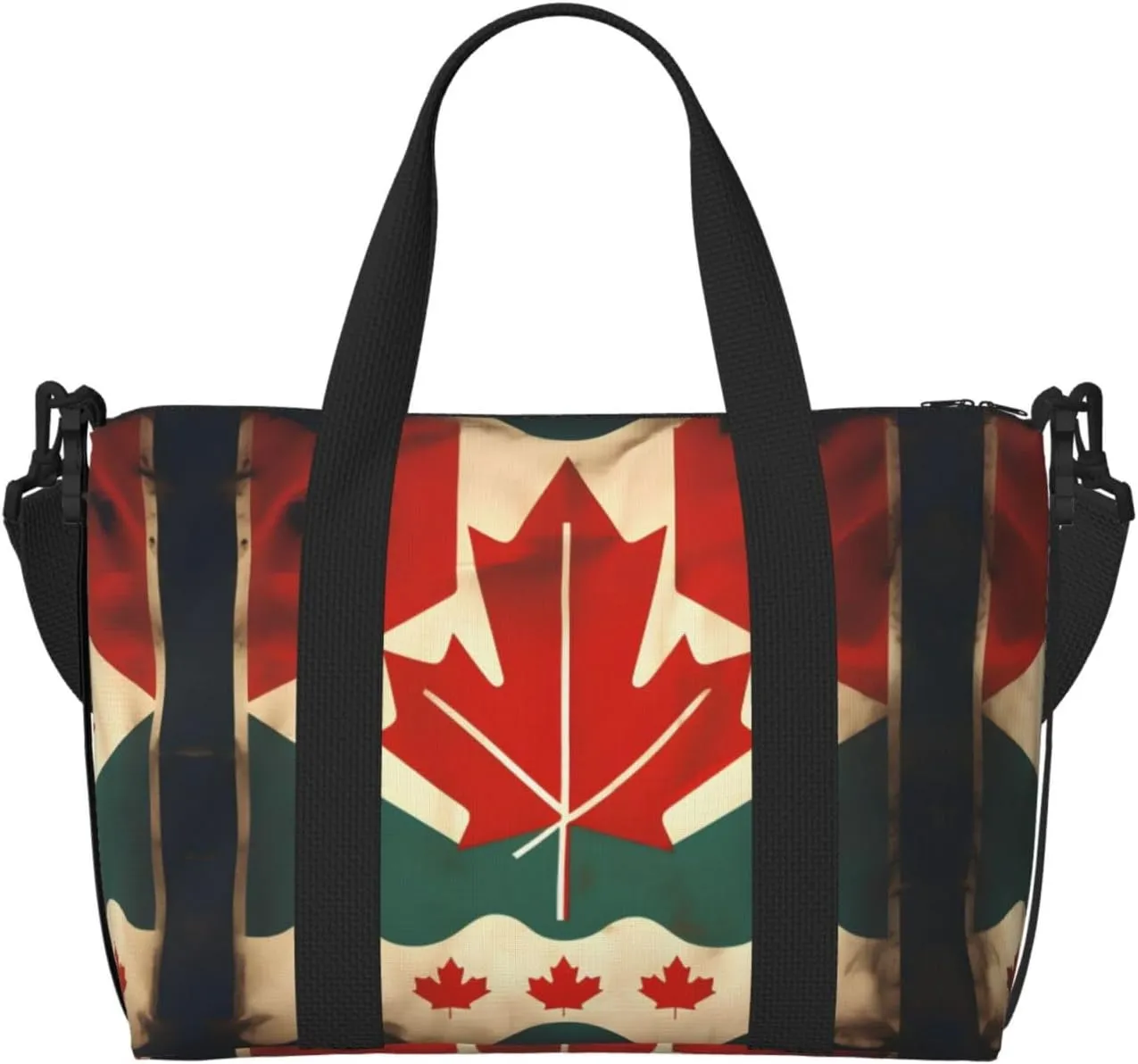 Retro Canada Flag print Travel Duffle Bag,Weekender Bags,Gym Duffel Bag,Luggage Duffle Overnight for Women Men