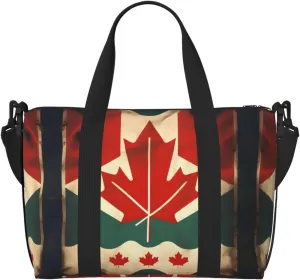 Retro Canada Flag print Travel Duffle Bag,Weekender Bags,Gym Duffel Bag,Luggage Duffle Overnight for Women Men