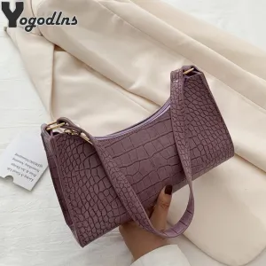 Retro Crocodile Pattern Shoulder Bag