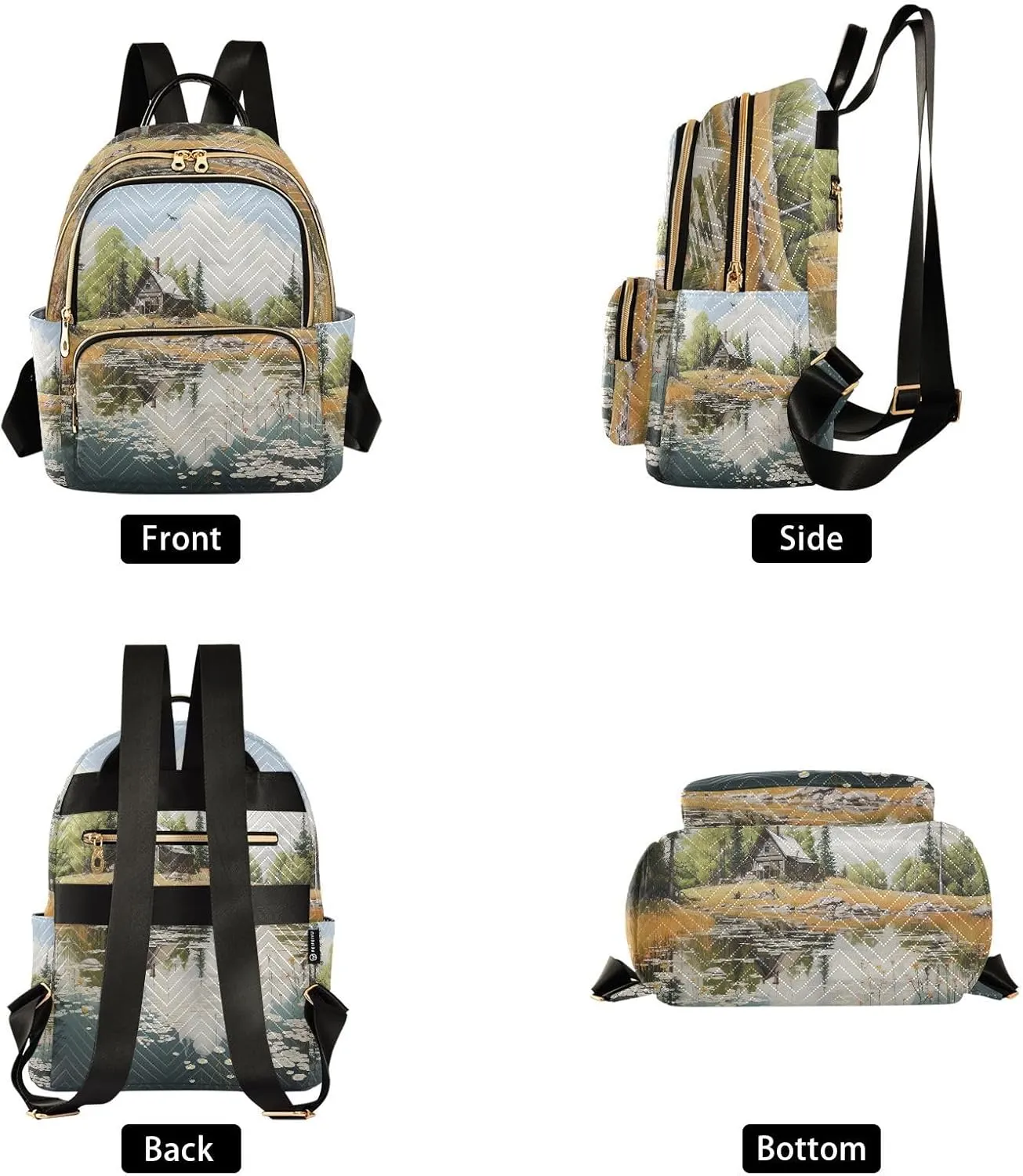 Retro Farmland Mini Backpack Purse for Women Fashion Quilted Backpack Small Travel Daypack, 8.5L