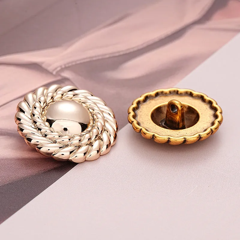 Retro Gold Simple Round Metal Button with Handle 6pcs