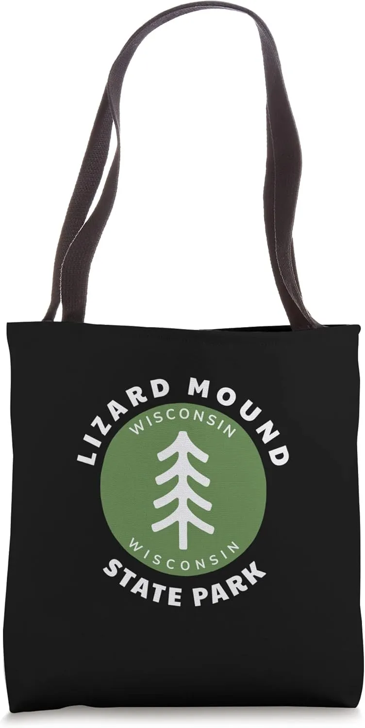 Retro Lizard Mound State Park Wisconsin WI Forest Tree Badge Tote Bag