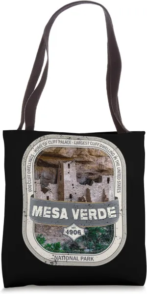 Retro Mesa Verde US National Park Colorado Mesa Verde Tote Bag