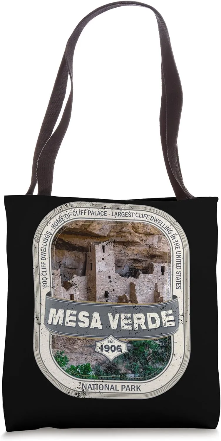 Retro Mesa Verde US National Park Colorado Mesa Verde Tote Bag